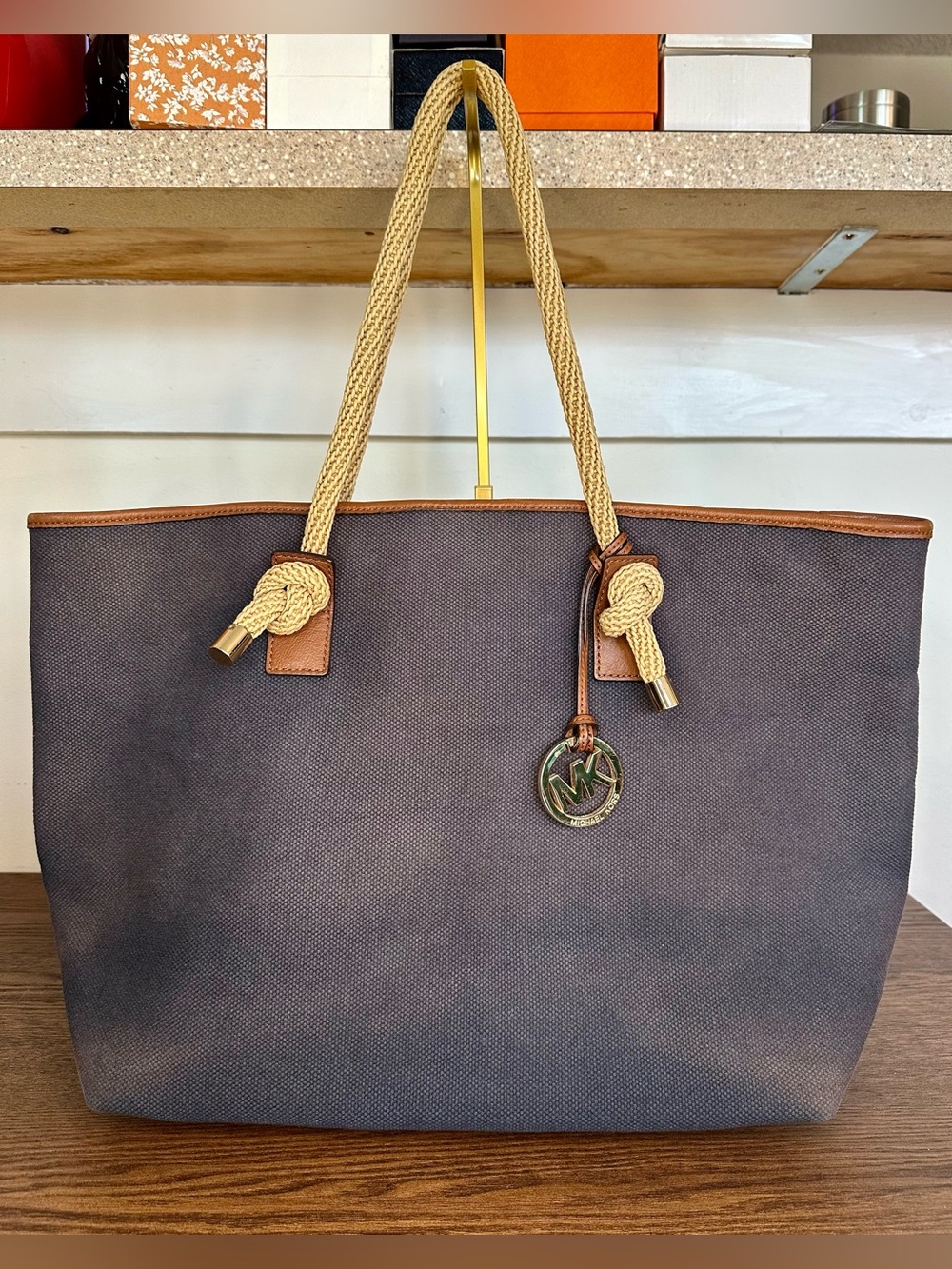 Michael Kors Navy Canvas Large Tote
